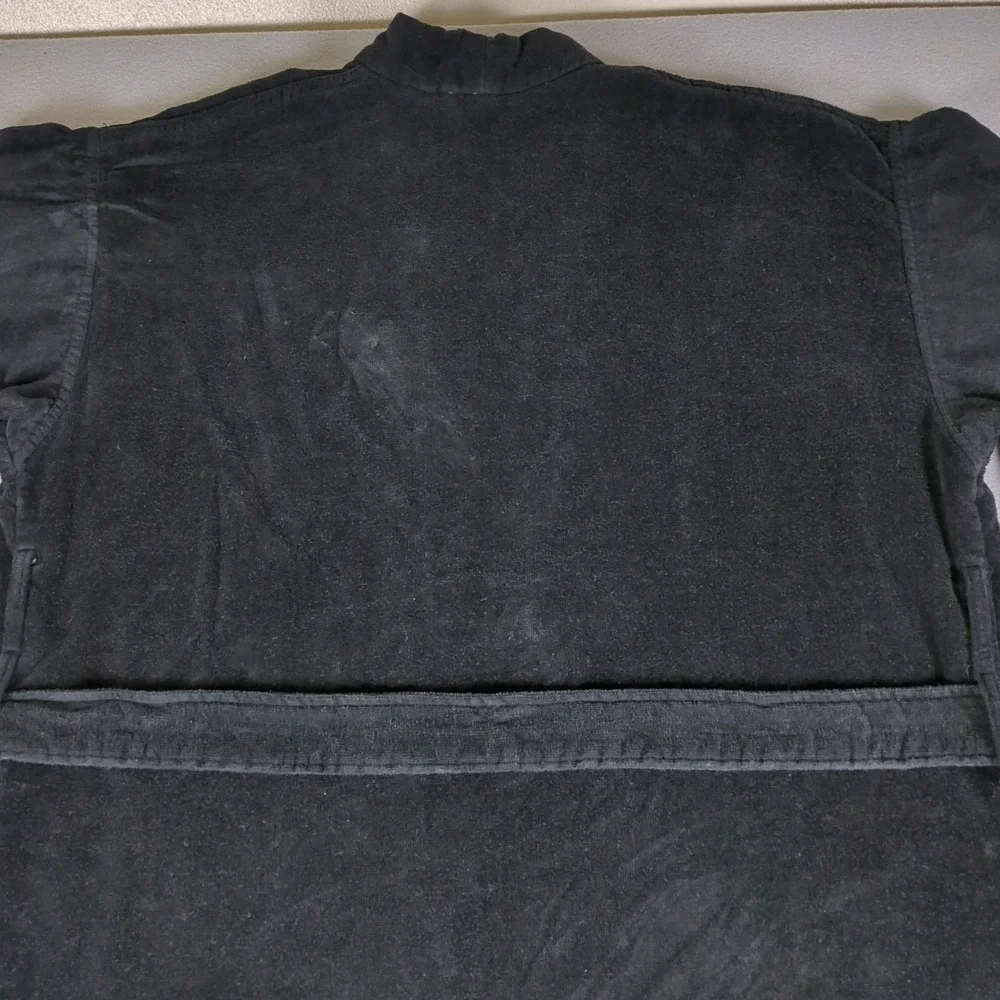 VTG Polo Ralph Lauren Robe Mens One Size Black Kimono Loungewear French Terry
